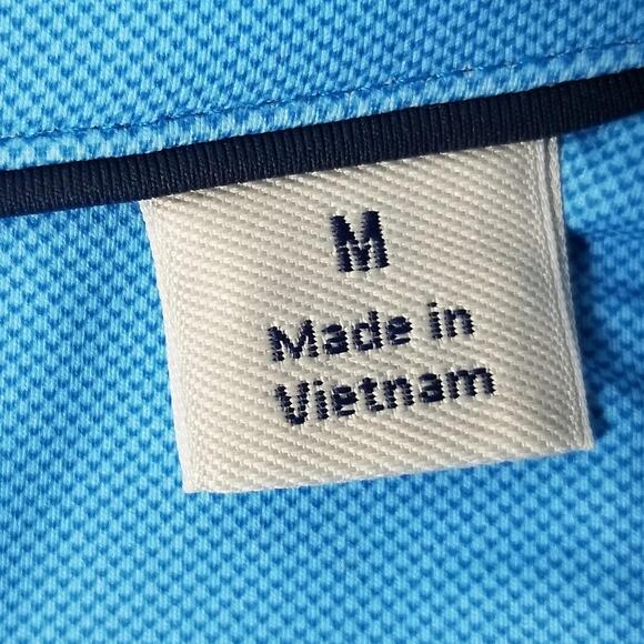 Original Penguin Polo Shirt Mens Medium Blue Multicolor Geometric Golf Stretch - Picture 12 of 13